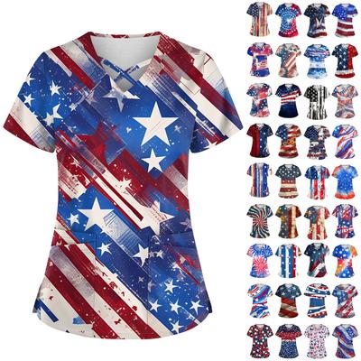 Women's Loose Independence Day Printed Top Short Sleeve T-shirt Pullover