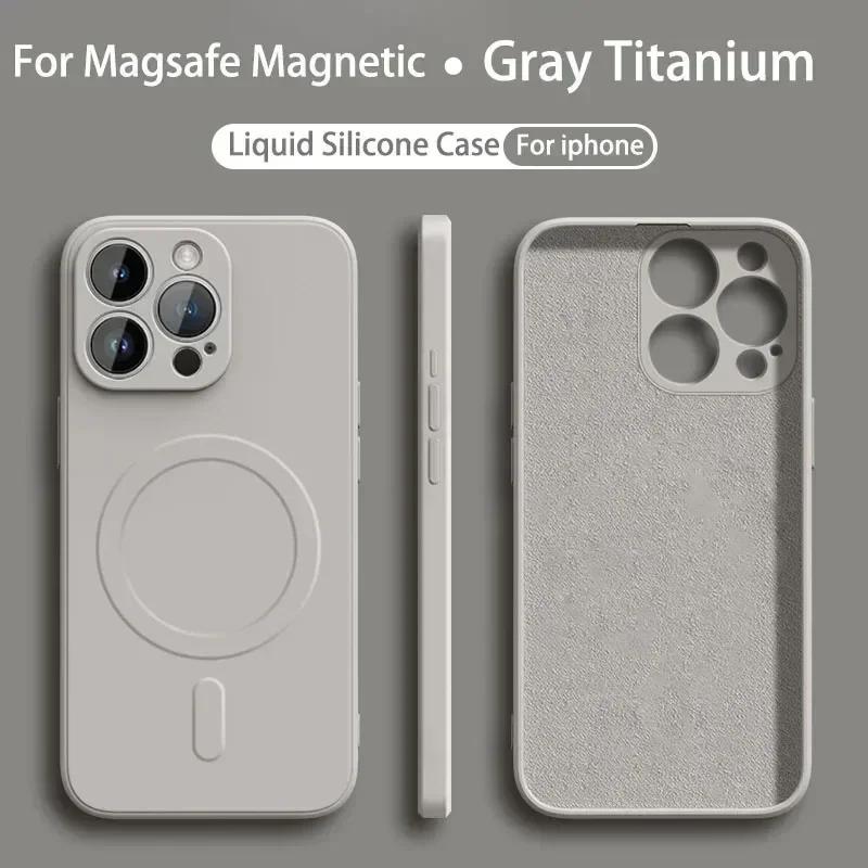 Liquid Silicone Case For iPhone 16 17 15 14 13 12 11 Pro Max Plus Mini Air For Magsafe Magnetic Wireless Charge Soft Cover Funda