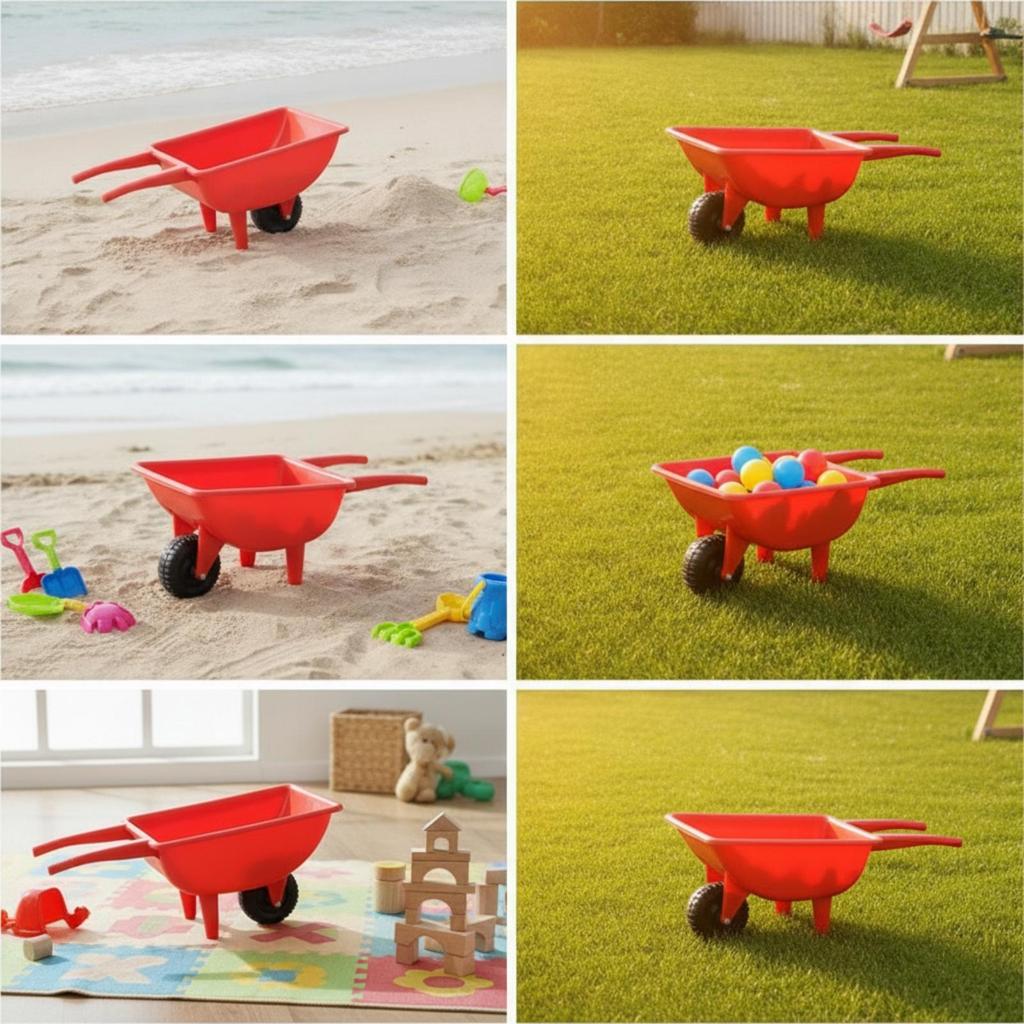 Toy Wheelbarrow for Children Outdoor Play with Spacious Tub and Long Handles