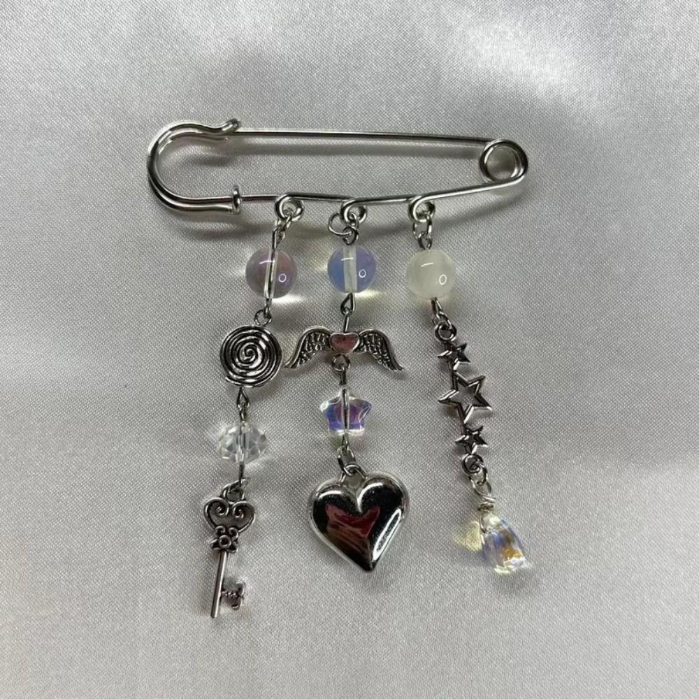 Y2k Gothic Sweet Brooch Clip Bag Charm Beaded Brooch Beaded Bag Pins  Bag Accessories