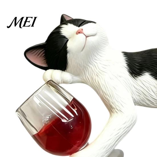 Creative Desktop Ornament Drunken Cat Statue Planter Hanger, Whimsical Flower Pot Ornament, Weatherproof Animal Resin Cute Kitten Figurine for