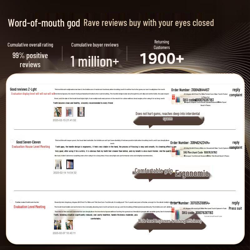 Jingdong Zhizao Pro Wide Head Soft Toothbrush (4-Pack)