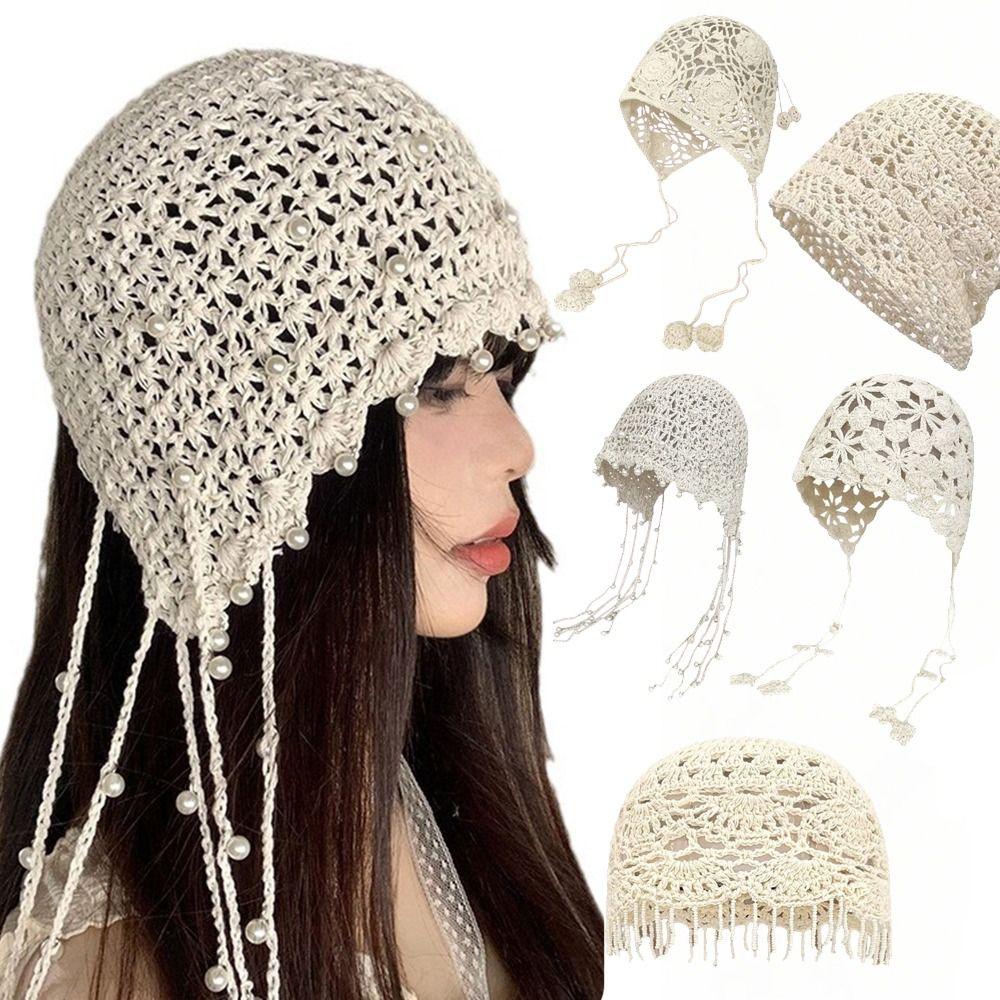Crochet Slouchy Skull Cap Cotton Knitted Hat Fashion Women Beanie Hat Summer