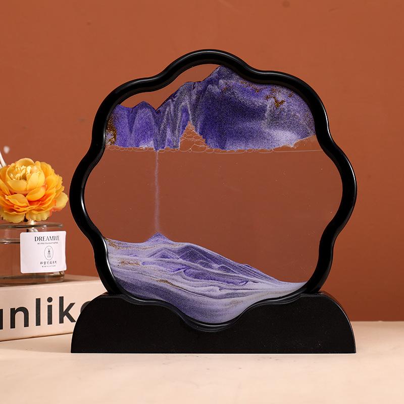 Sandscape Moving Sand Art Picture Quicksand 3D Liquid Hourglass Deep Sea Flowing Sand Painting Frame Office Home Decor Gifts
