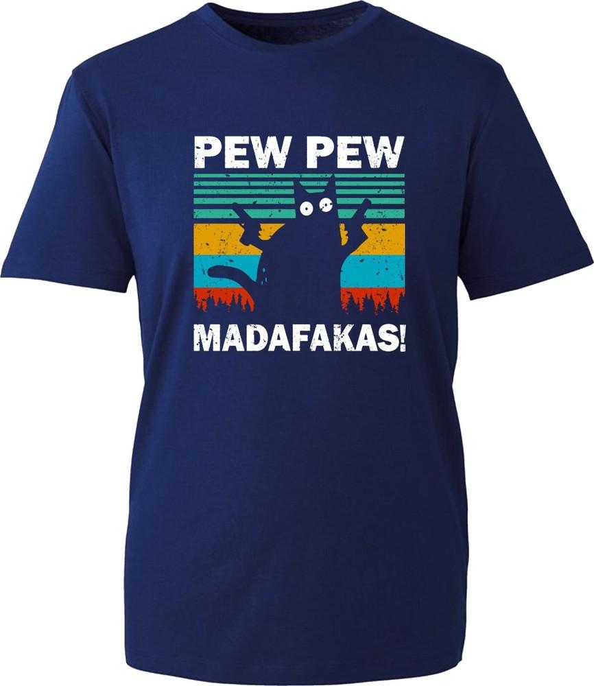 Pew Pew Madafakas Funny Halloween TShirt Vintage Cat Retro Xmas Unisex Tee Top S