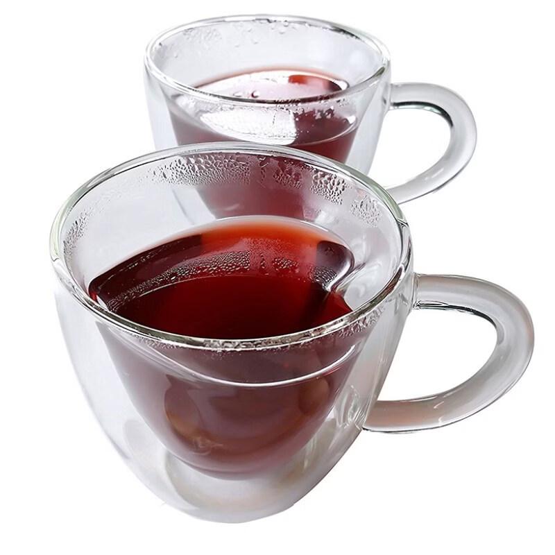 Heart-shaped Double-Layer Glass Mug Set