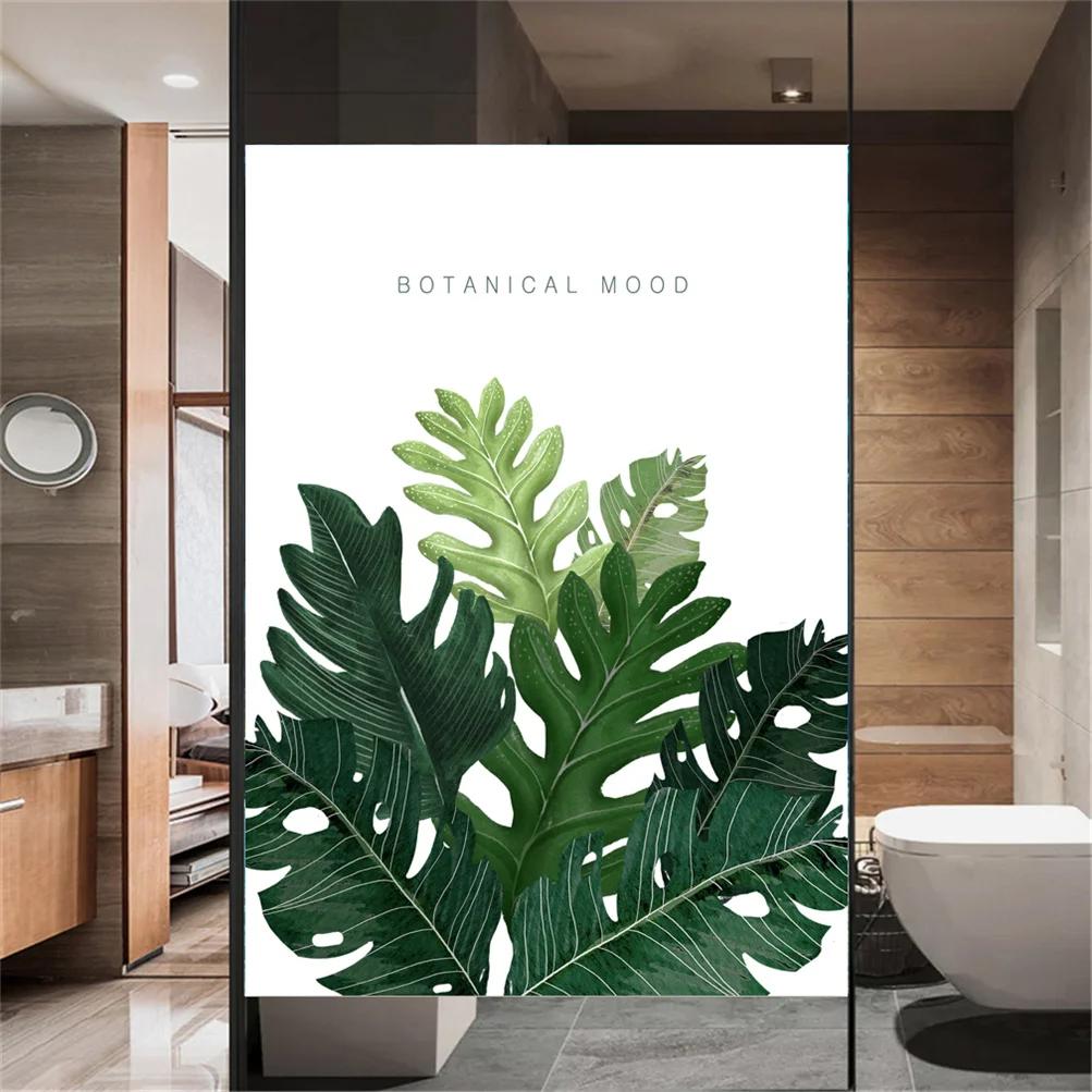 No Glue Windows Film Privacy Decorative Plant Pattern 66 Stained Glass Window Stickers  Static Cling Frosted Window Cling