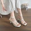 Fashion High-quality Women High Heels Sandals 2025 Summer Open Toe Square Toe Roman Shoes Elegant Dress Party Pumps Sandalias De Mujer