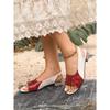 Women's Summer New Color Block Low Heel Sandals Plus Size Open Toe Heeled Sandals