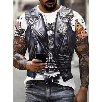 Motorcycle Graphic T-shirt Fashion Men's Vintage 3D Print Short Sleeve O Neck Tee Top Oversized Street Trend T Shirt