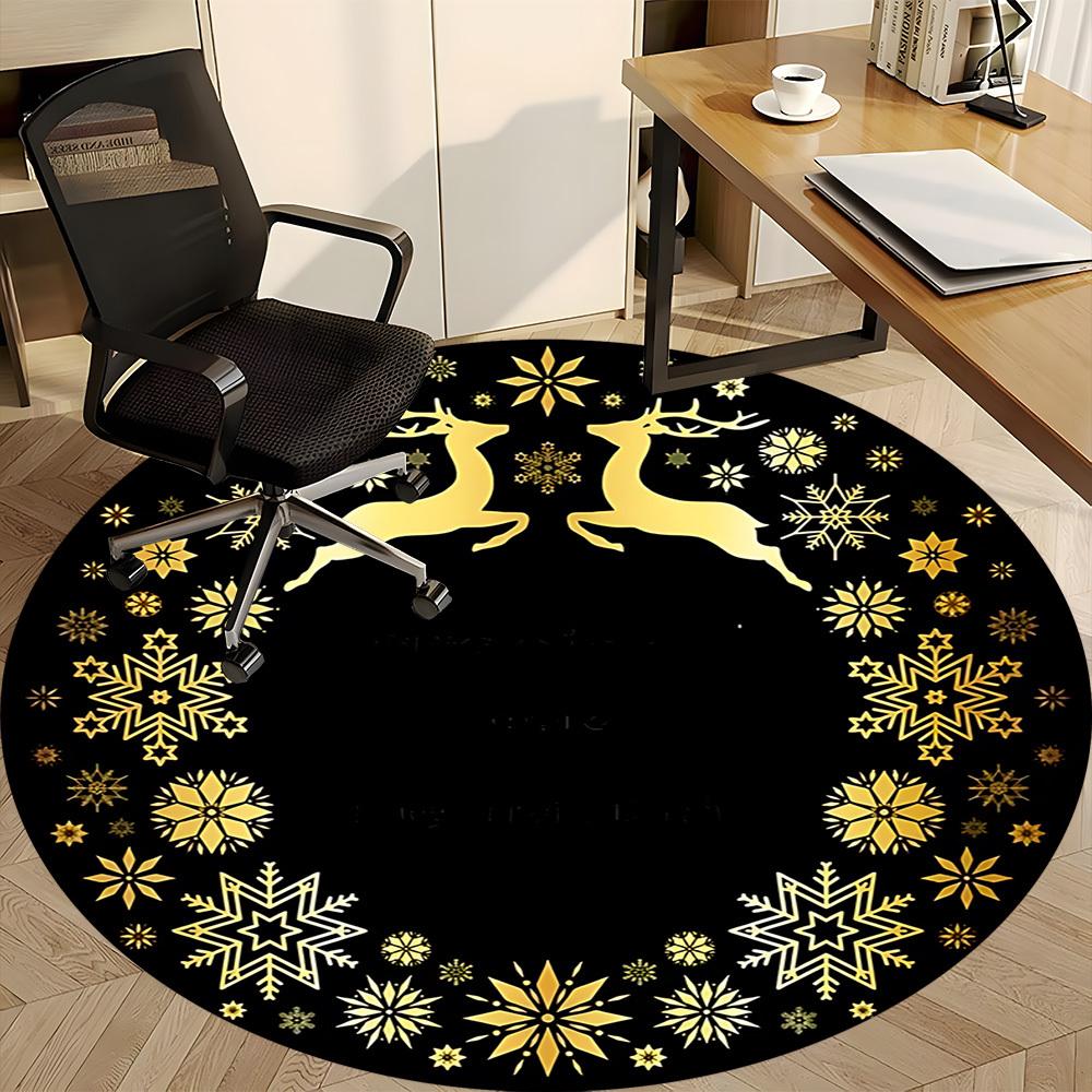 1pc Winter Wonderland Chair Carpet for Office, Indoor Non Slip Washable Polyester Fiber Carpet,