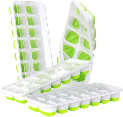 3Pcs Covered Ice Tray Set With 14 Ice Molds Molds Flexible Rubber Plastic St