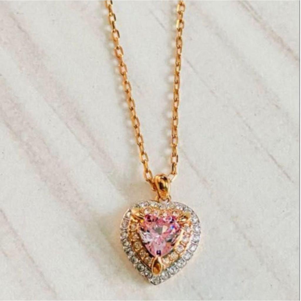 Used Swarovski Swarovski One pendant necklace rose gold heart cut