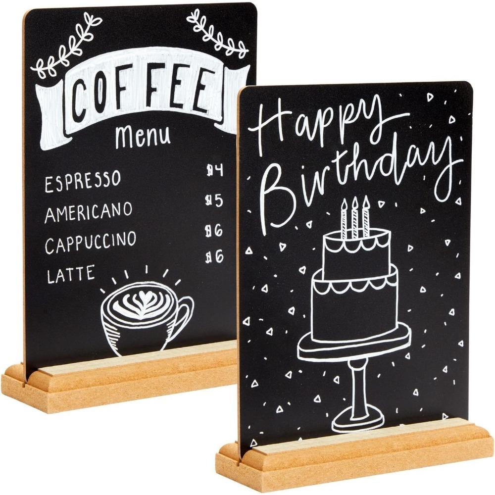 4pcs Mini Chalkboard Signs with Stand for Table Decorations Restaurant Food Display Chalkboard Signs with Stand Reusable Wooden Tabletop Chalkboard