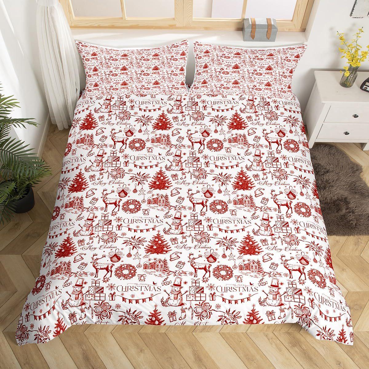 Christmas Elk Down Quilt Cover Set Bedding Set Quilt Cover Three-piece Set 135*200cm