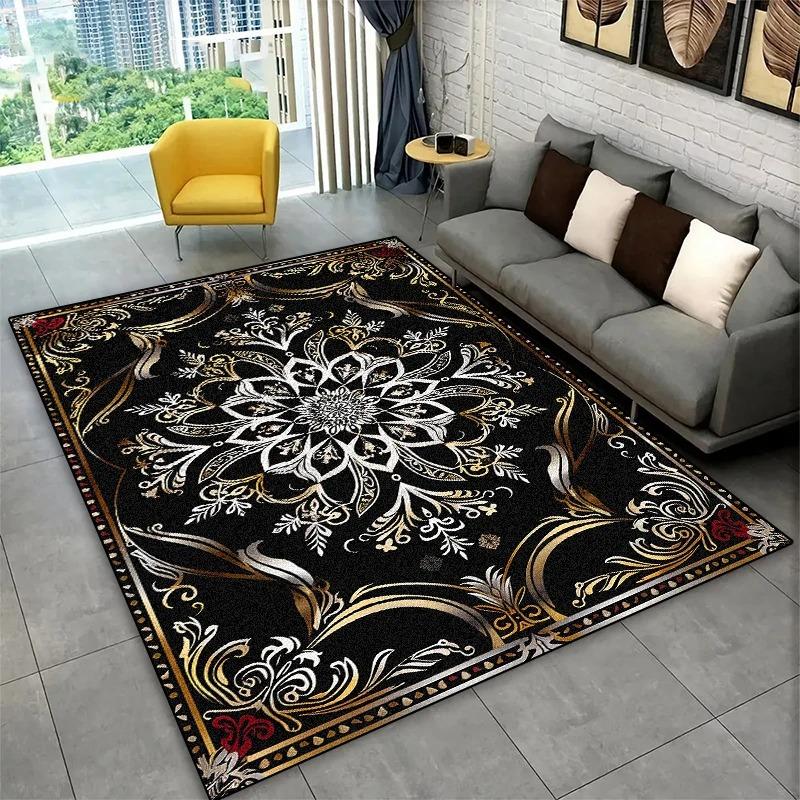 Persian Luxury Red Area Rug Mandala Large Floor Carpet Living Room Bedroom Bohemian Retro Washable Non-Slip Rug