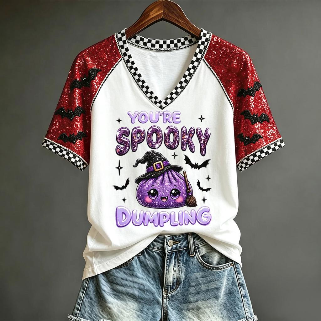 Women's Halloween Cute Printed Short Sleeve T-Shirt
