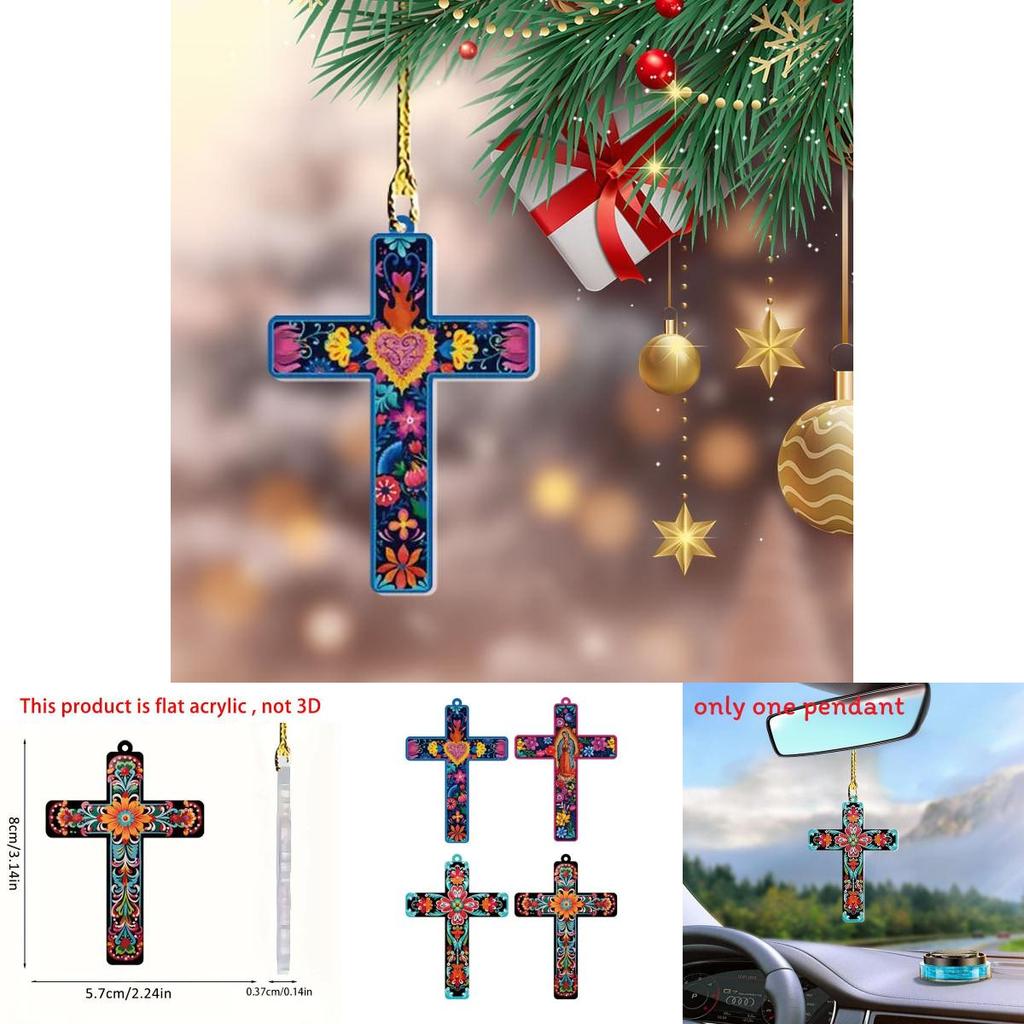 Pingente de Cruz de Páscoa em Acrílico para Carro Com Design Minimalista Para Decoração de Interior de Veículo