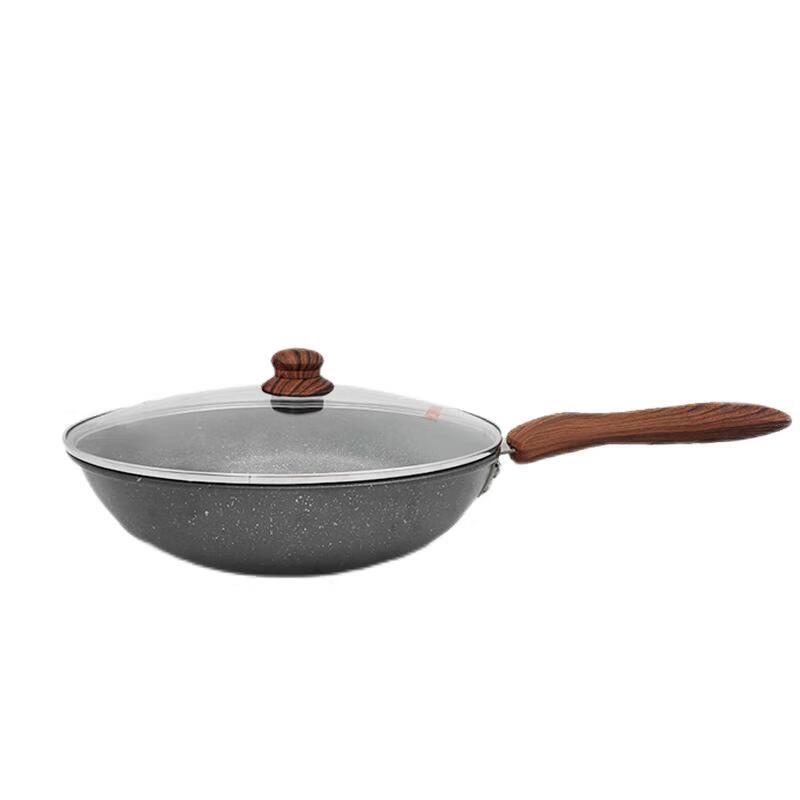 KONKA Maifan Stone Non-stick Wok with Glass Lid