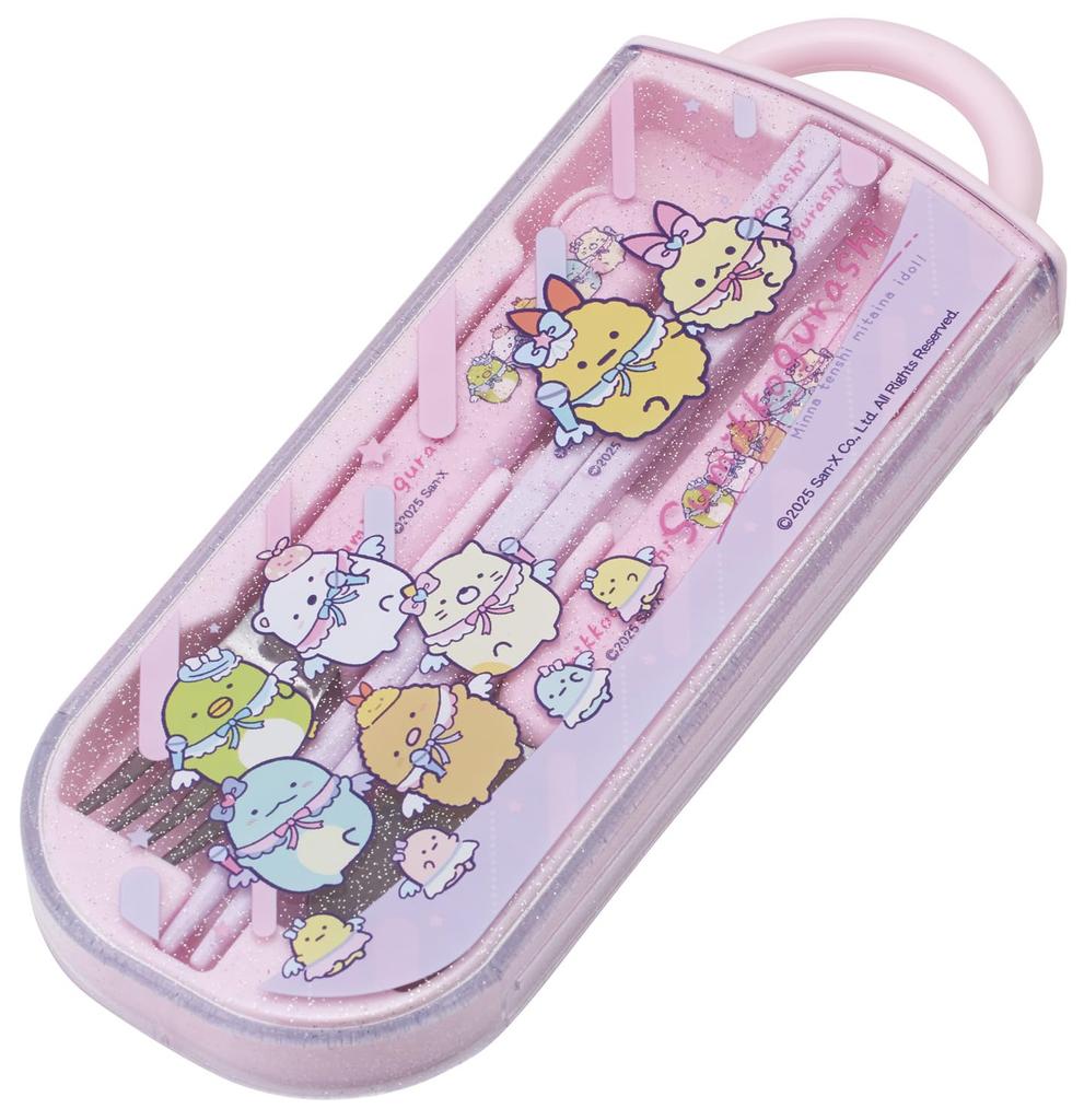 Skater Lunch Box Trio Made in Sliding Name Stickers Sumikko Gurashi Ebiten Idol Children's Set, Antibacterial, Chopsticks, Spoon, Fork, Cutlery,
