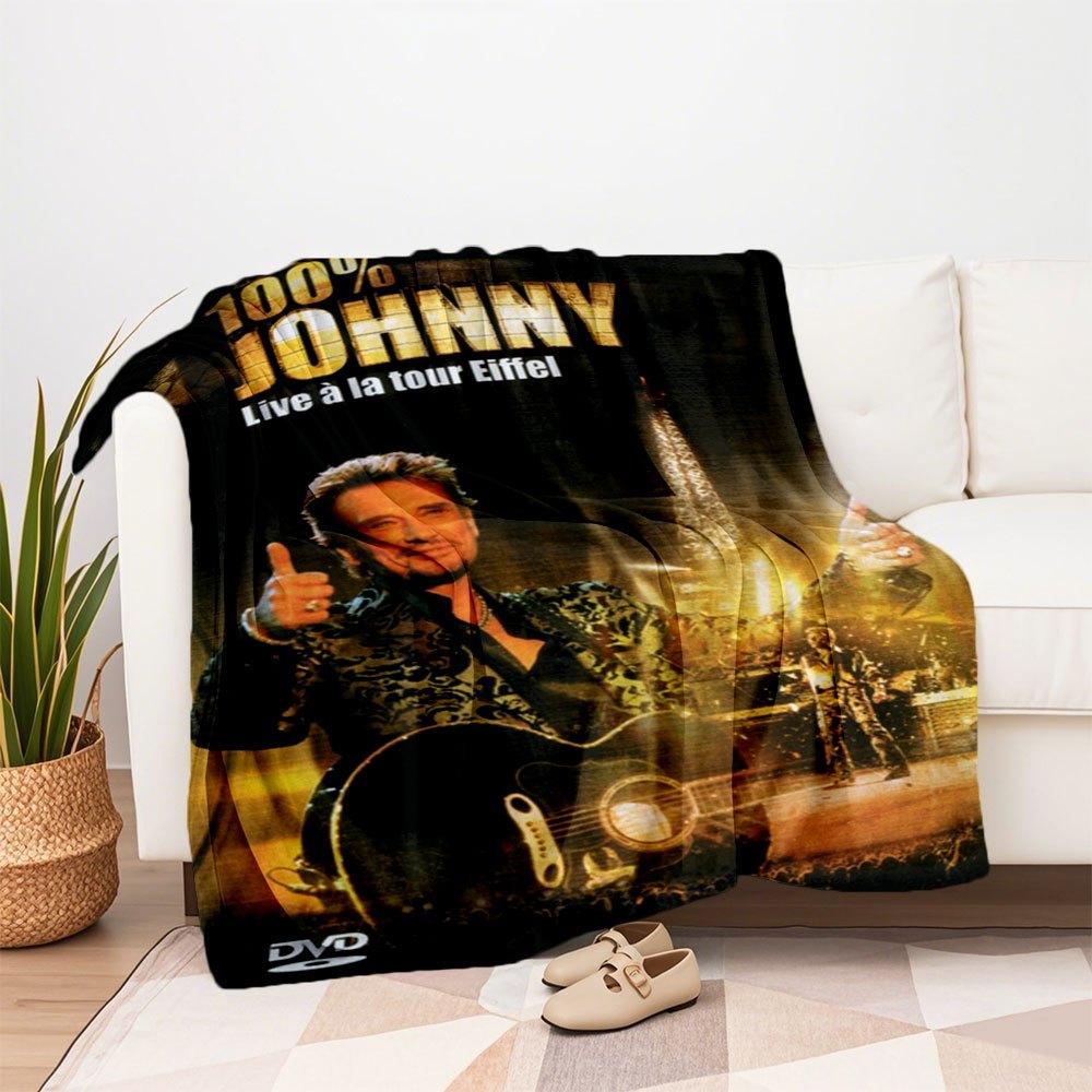 Johnny Hallyday - Live à la Tour Eiffel DVDBlanket Flannel Throw Blanket for Sofa, Bed, Travel, Camping, Office, Couch, Chair, And Bed Gift