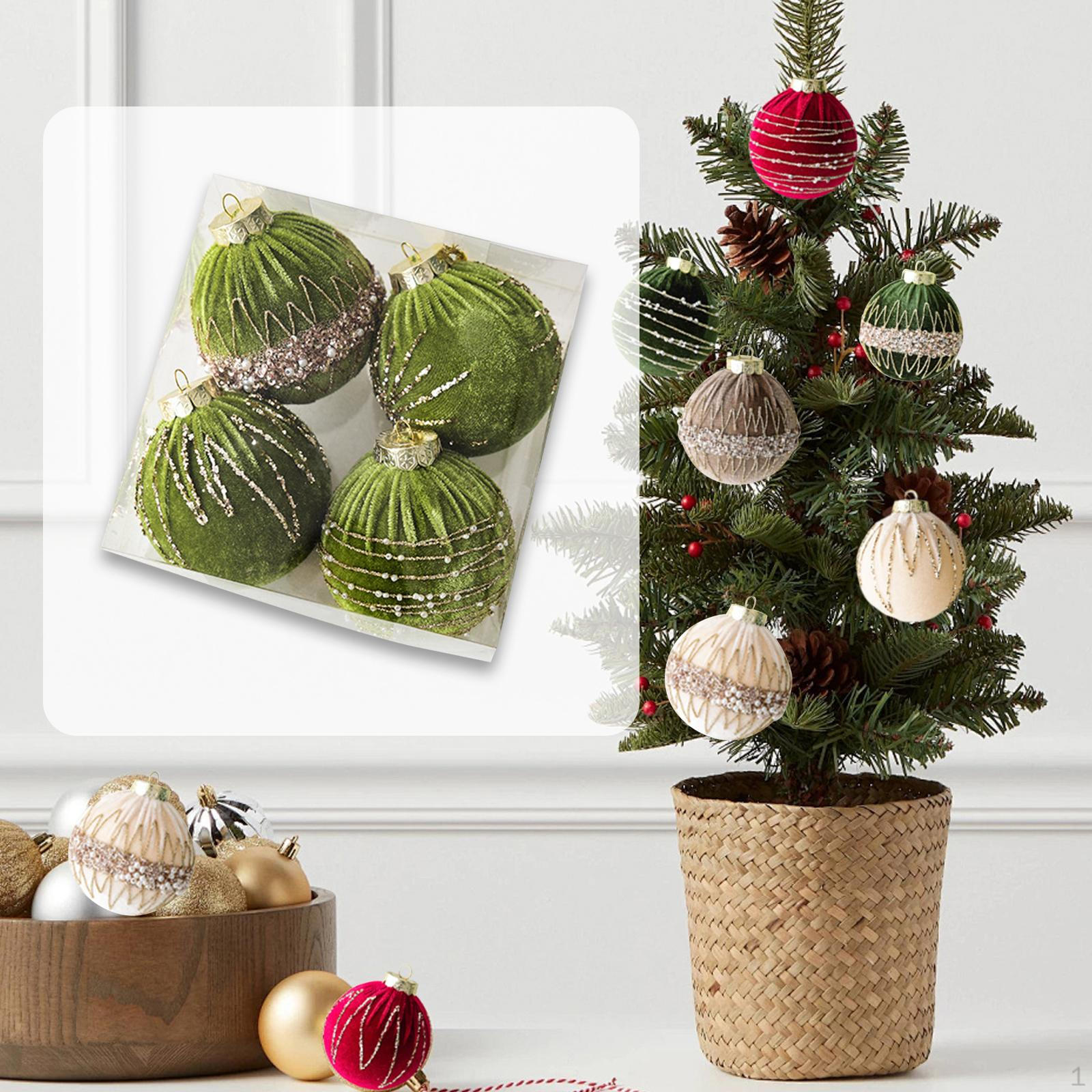 

4 Pieces Velvet Christmas Ball Ornaments Tree DIY Home Decor Xmas Decorations