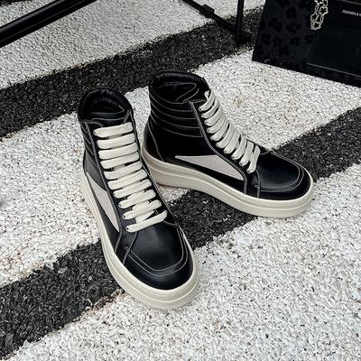 Genuine Leather Men's High Top Shoes High Quality Male Motorcycle Boots Fashion Outdoor Men Lace Up Botas Non-Slip Ankle Boots