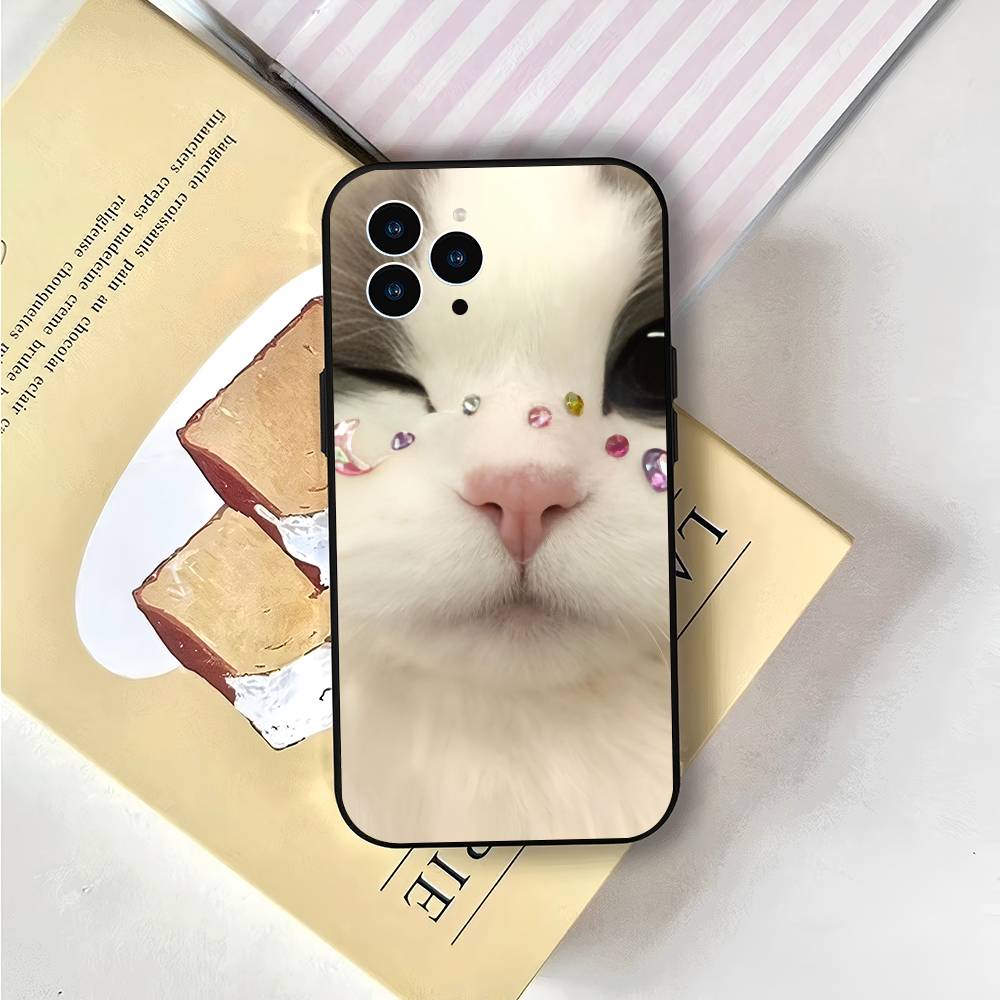 Cute Cat Phone Case For IPhone 17 Air 16 15 14 13 Pro Max 11 12 Black Silicone Cover