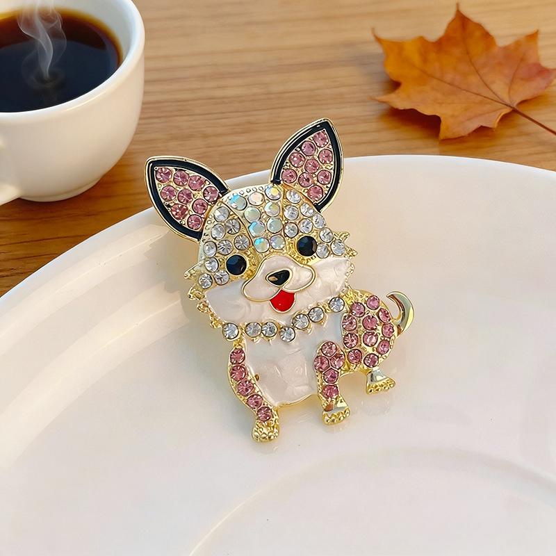 A Puppy Brooch, Embellished with Rhinestones, Suitable for Gifts for Girlfriends and Friends