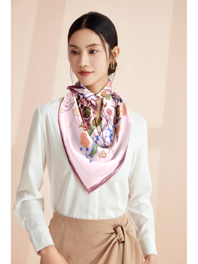 Women's 100% Mulberry Silk Scarf, 90cm Square, 14 Momme Shawl - Perfect Gift for Mother, Girlfriend, Birthday or Festival