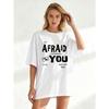 Übergroßes T-Shirt Schwarz Angst vor dir Ich bin bei dir 2130 Halb neun Druck Lässige Streetwear Mode für Frauen Sommeroutfits