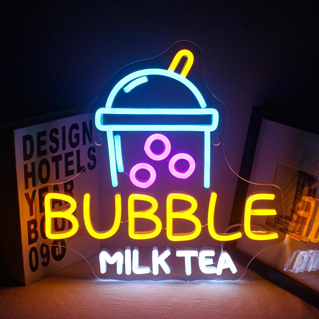Bubble Tea Neonschild Für Wanddekoration Milchtee LED-Lichter Zimmerdekoration Für Boba-Tee-Getränk Dessertladen Auslage Willkommensschilder