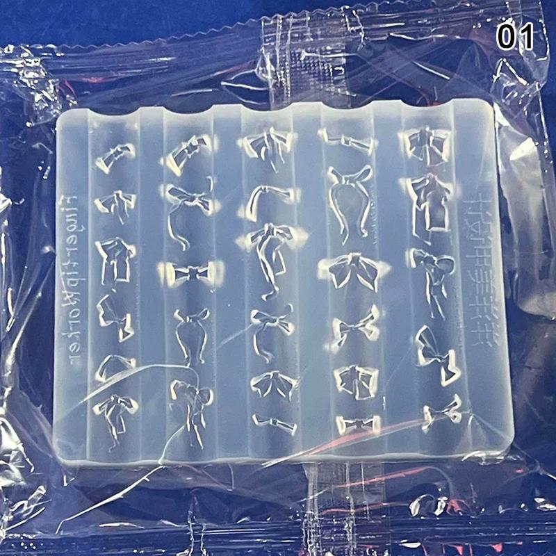 Ribbon Bow Nail Art Mold Silicone Cartoon Bowknot Pattern Nail Art Decorations Nail Polish Filling Mold Relief Design Manicure