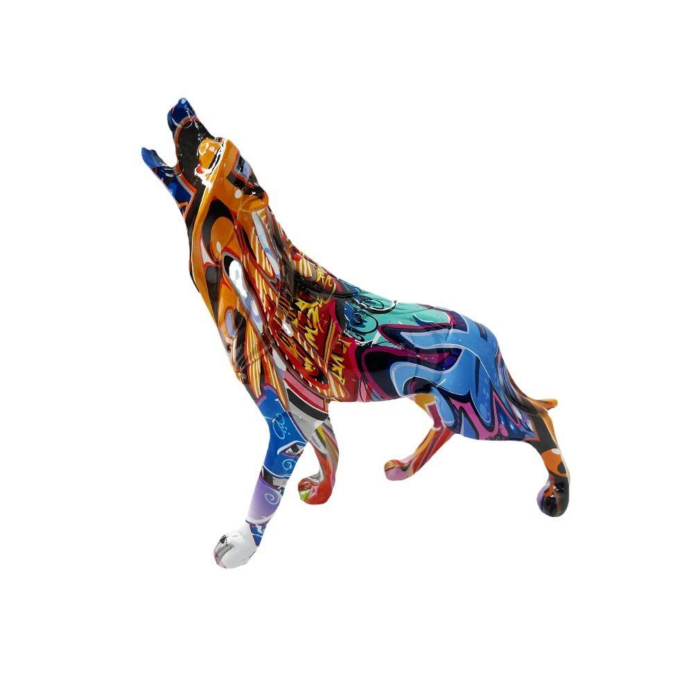 New Creative Resin Crafts Nordic Home Living Room Entrance Decoration Geometric Wolf Water Transfer Ornament