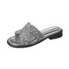 2025 summer new lightweight temperament versatile Internet celebrity fashion rhinestone casual comfort light luxury fairy style slippers