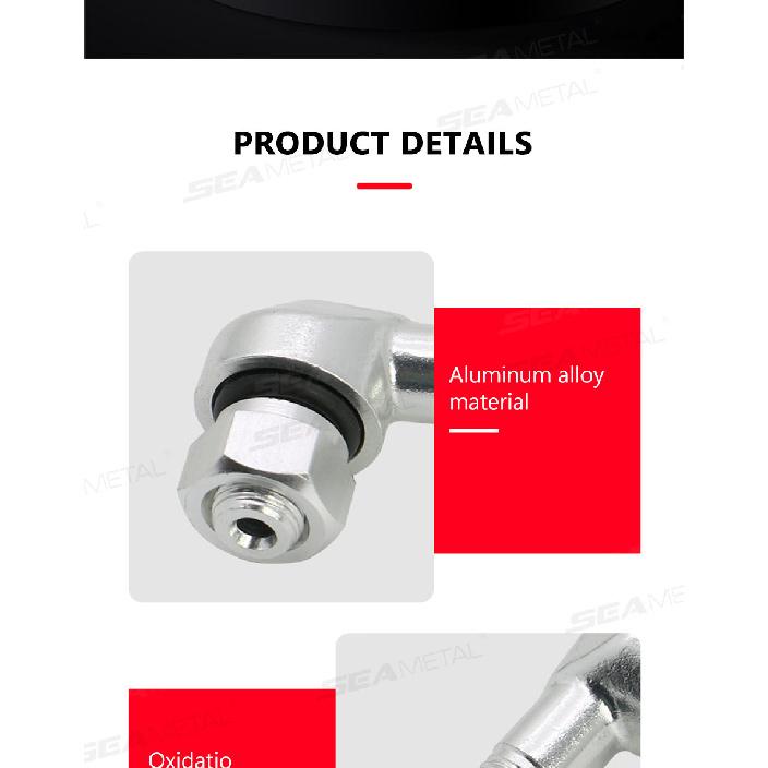 SEAMETAL 2PCS Universal Motorcycle Wheel Tire Valves Stem Cap Air Tire Cover 90 Degree CNC Aluminum Alloy Tubeless Valve Stems Valve Stems 1