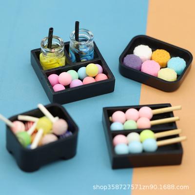 1:12 Doll House Simulation Mini Black Lunch Box Plate Dessert Plate Accessories Mini Food Play Tableware Play House
