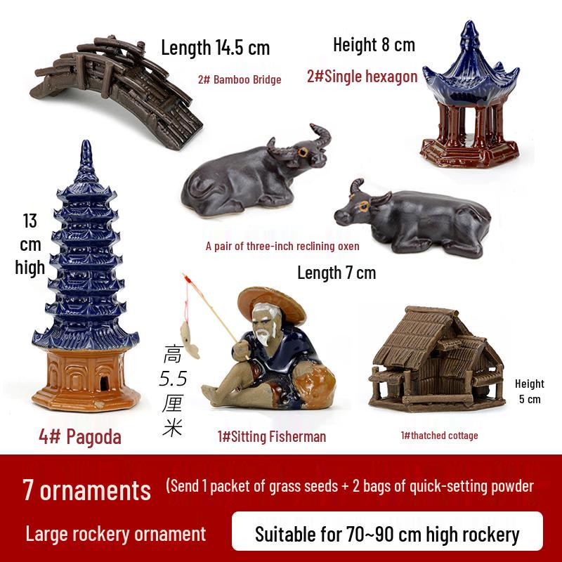 Rocalla de Piedra de Montaña Cerámica para Estanques de Peces, Decoraciones de Bonsái - Adornos de Paisaje para Patio.