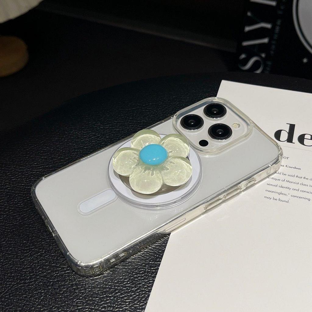 Blumen Sommer Magnetischer Handyhalter mit Airbag Einziehbarer Rückseite und Starker MagSafe Haftung