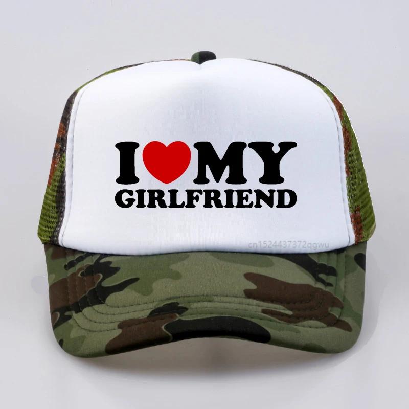 Funny I Love Heart My Girlfriend Hat Cotton Streetwear Pop Summer Visor Baseball Cap Adjustable Mesh Breathable Trucker Hat
