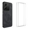 For Xiaomi Poco M7 Pro 5G Magnetic Case WANLONFENG SD Series PC TPU Phone Cover with 2Pcs Screen Film