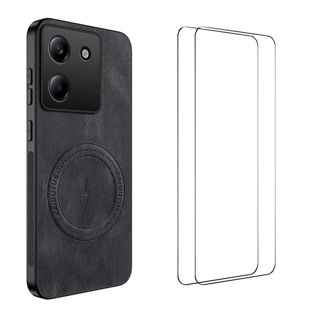 For Xiaomi Poco M7 Pro 5G Magnetic Case WANLONFENG SD Series PC TPU Phone Cover with 2Pcs Screen Film