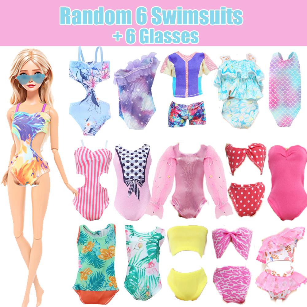 12 Pcs/Set 11.5'' Girl Doll Summer Swimsuit + Sunglasses Beach Wear Clothes Bath Outfit 30cm Doll Accessories Kids Toy Gift
