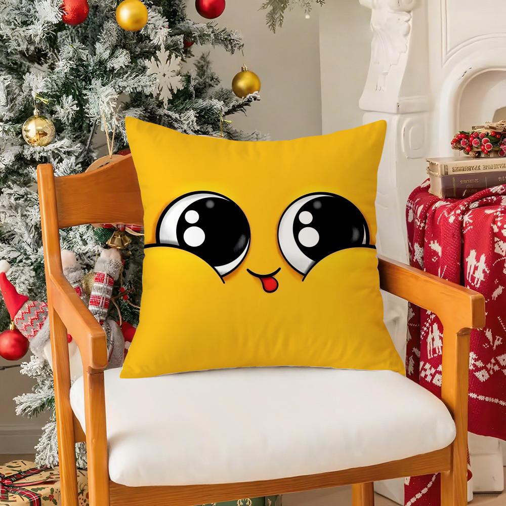 Funny And Quirky Personalized Emojis Pillow Case Comfort Sofa Bed Silky Elegant Invisible Zipper Decorative Cushion Cover