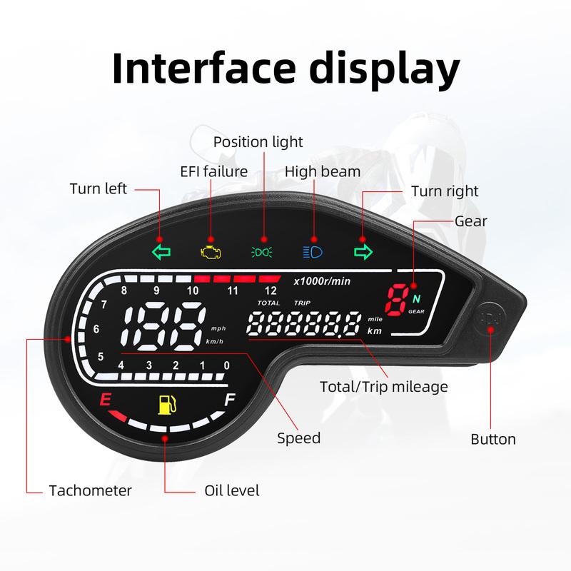 Universelles Motorrad-Tachometer Digital-LED Kilometerzähler Drehzahlmesser Armaturenbrett für Honda NXR150 NXR125 Bros