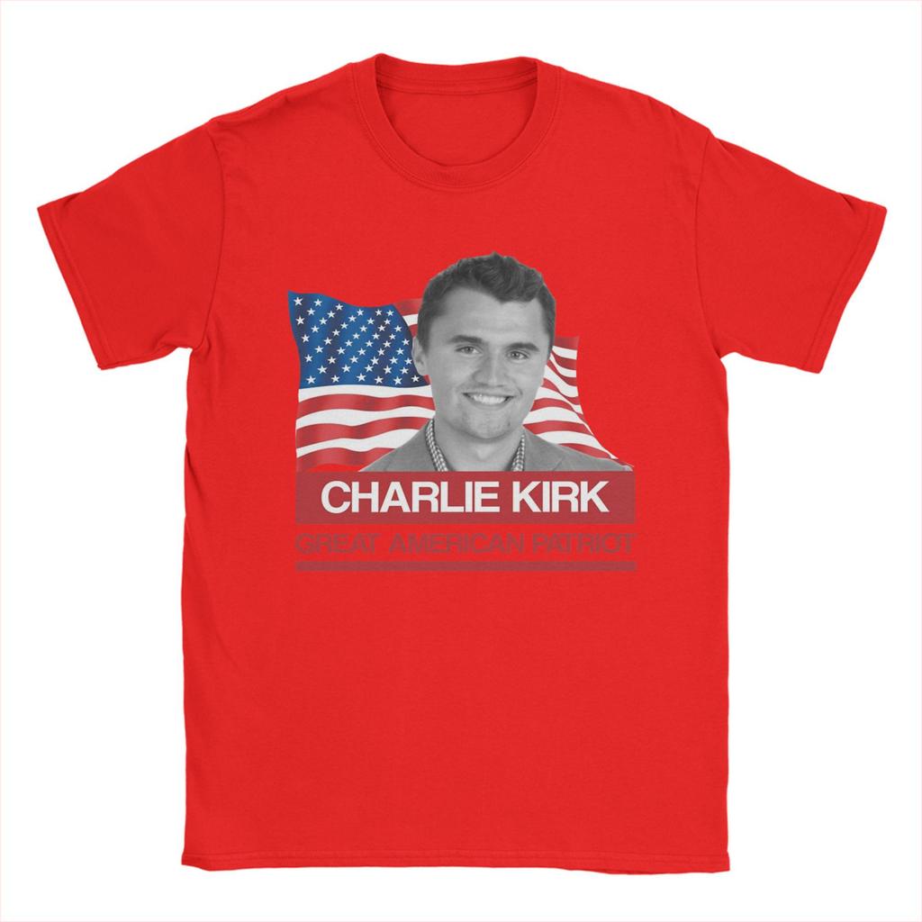 Charlie Kirk T-Shirt für Herren 100% Baumwolle Lustige T-Shirts O-Ausschnitt T-Shirts Kurzarm Kleidung Grafik