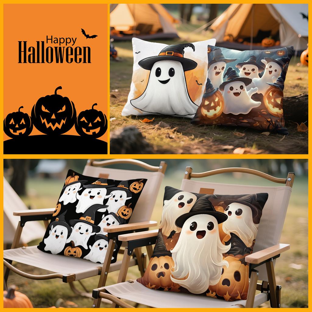 Halloween Cute Ghost Pillowcase Printed Polyester 45X45Cm Throw Pillowcover Decorative Sofa Cushion Pillowslip Home Decor