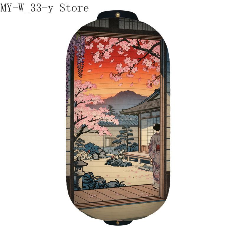 25x50cm Japanese-style Cherry Blossoms Cloth Lantern Ukiyo-e Traditional Printed Lantern Izakaya Cuisine Wedding Party Decor