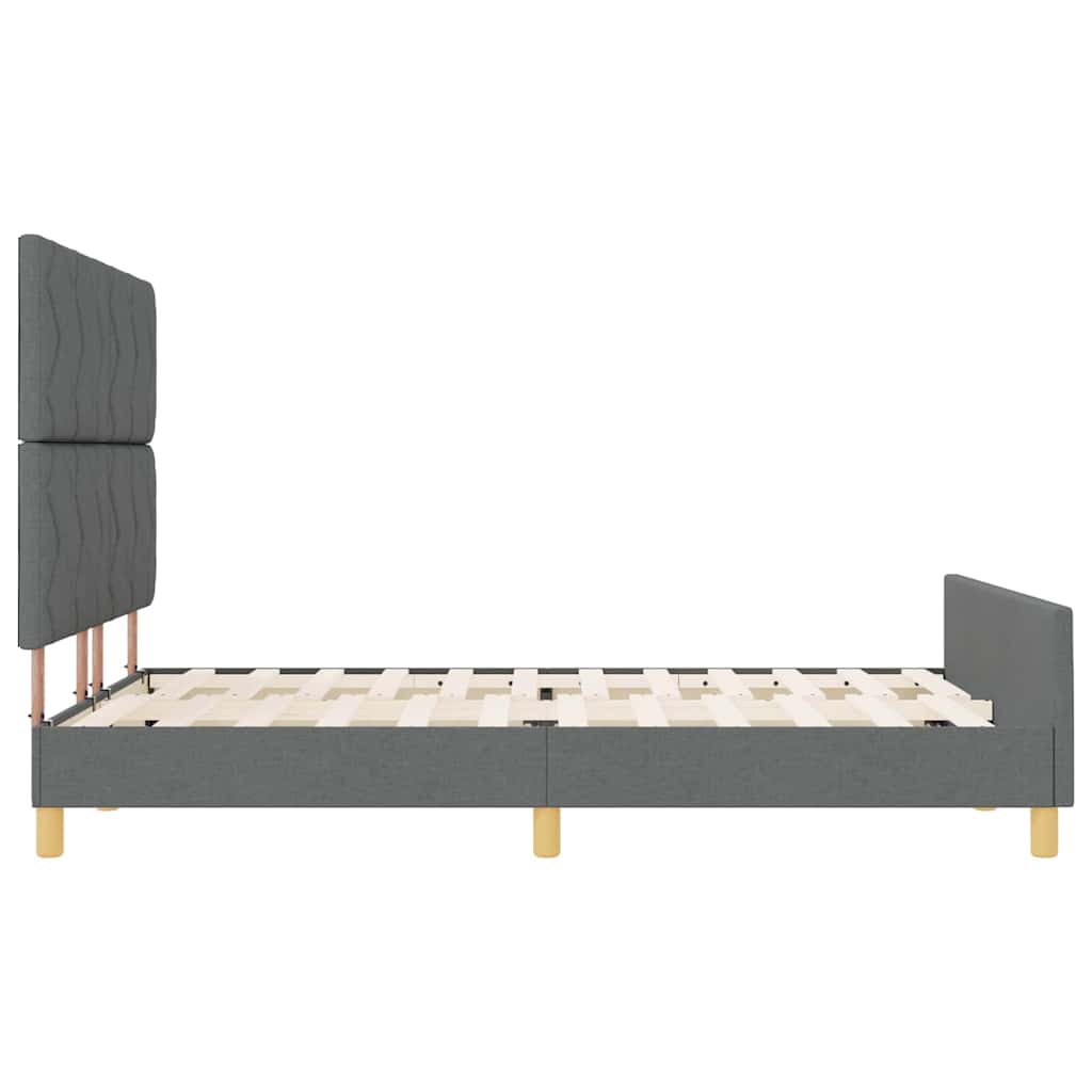 Bed Frame with Headboard Dark Gray 140 x 200 cm Fabric