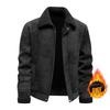 Mens Faux Suede Leather Jacket With Fleece Lining Warm Winter Coat Oversized Fit Flip Collar Zip Front